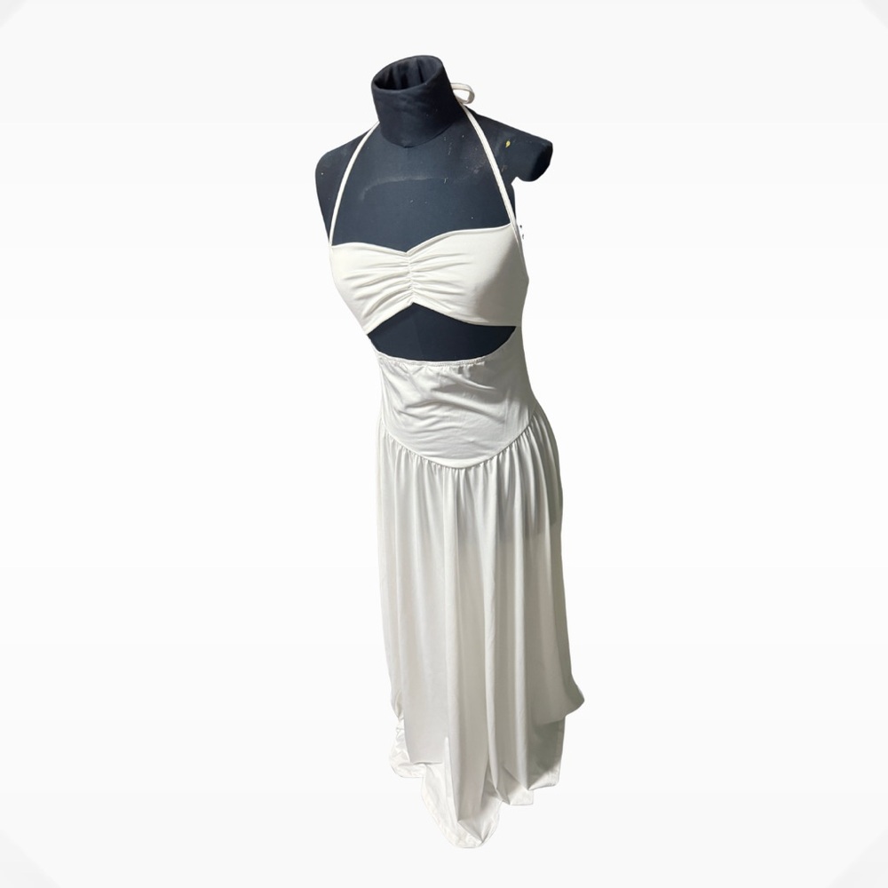 Elegant White Halter Dress